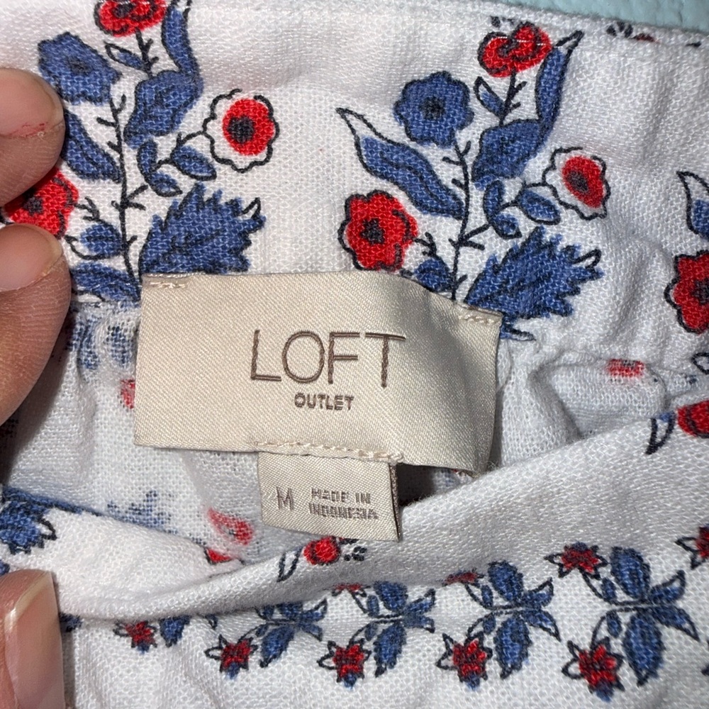 LOFT Blue and Red Floral Midi Dress - Size M - Picture 5 of 6